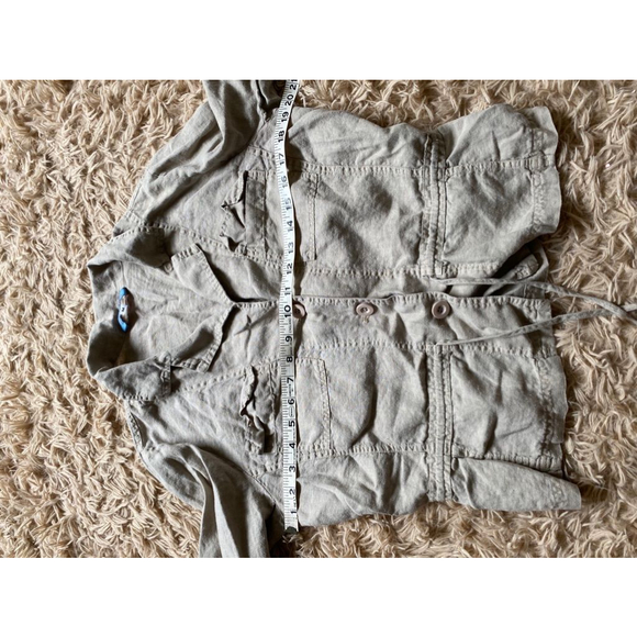 Women's Johnny Was Linen lightweight cinched Jacket Green Size Medium - Picture 3 of 5